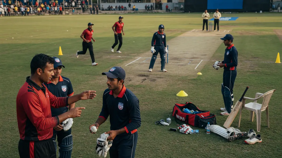 Fielders and bowler setting positions during a tactical one-day cricket passage